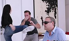 I can't believe my stepsiblings are fucking in front of my blind stepdad, showing off their tits and doing doggystyle.