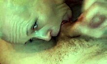 Big ass MILF sucks cock and licks balls