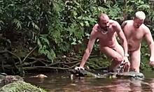 I joined this wild gay orgy on the riverbank, feeling the bareback passion.