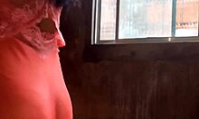 hot quickie with bent over brunette in homemade doggystyle