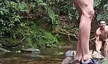 I joined this wild gay orgy on the riverbank, feeling the bareback passion.