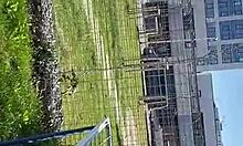 skinny amateurs fuck on balcony while neighbors watch