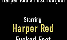 Petite Brunette Harper Red's First Footjob Ends With Cumshot