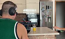 boyfriend shocked seeing my cum dripping on her face after tight pussy action.