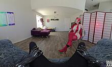 scarlet witch whispers, come battle me, black panther, in this interracial roleplay blowjob scene.