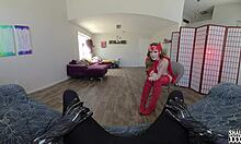 scarlet witch whispers, come battle me, black panther, in this interracial roleplay blowjob scene.