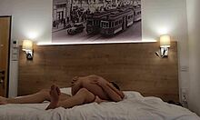 I bend her over for a deepthroat session and fuck her hairless pussy for a villa promotion.