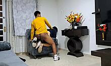 Alone at home, I find my stepsister for a blowjob, then fuck her pussy?