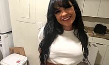 Oh wow, Serena Santos teases with big tits and bubble butt in household fantasy blowjob!