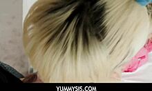 Petite blonde teen stepsister dares for truth in wild POV action