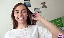 morgan rodriguez gets a big drippy mouth load after blowjob and footjob