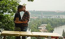 Gay dude riding dick bareback during massage cumshot