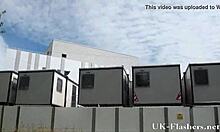 Chubby goth girlfriend outdoor striptease flashing naughty babes.