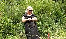 Chubby goth girlfriend outdoor striptease flashing naughty babes.