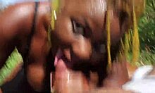 Poizon Ivy sucks Don Whoe's big black cock on highway