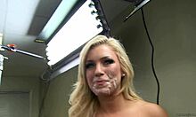 really beautiful blonde posing with cum on her mouth