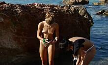 Is this risky babe naked in nature?