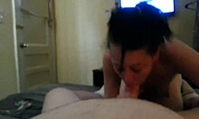 Determined brunette eagerly wanks and deepthroats her boyfriend in pov for a messy facial.