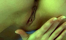 Playful blonde spends quality time masturbating her shaved pussy.