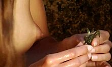 Is this risky babe naked in nature?