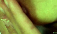 skinny blonde strips nude in bedroom, teasing with her perky hard nipples