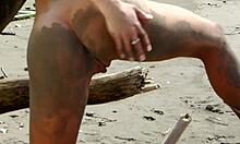 sandy beach, great weather, horny naked blonde posing 😎