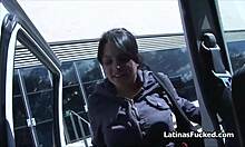 busty latina feels excited in casting blowjob