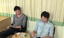 Two Asian Guys Undress Each Other, Engaging in Handjobs and Blowjobs