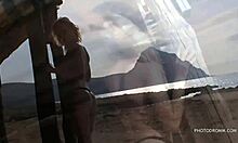 Wild hot blonde strips off naughty panties fast