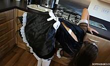 Lustful Maid Strips Uniform Seductively