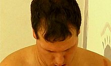 Horny guy paints seductive naked blonde teen body before intense blowjob and facial.