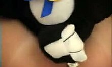 Perverted lovers involve stuffed toys in their 69 anal oral facial fun