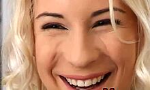 naive teen blonde undresses her body in solo pose