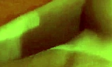 Frisky blonde teen stares at you during deepthroat blowjob on knees for facial.