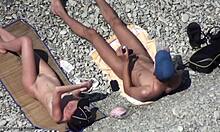 Long-Legged Bombshell Flashing Pussy In Hidden Cam Beach Voyeur Clip