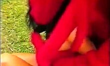 Playful Brunette Enjoys Wild Threesome With Costume Guy