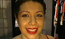 Freaky brunette fucked in mouth!