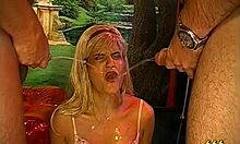 Hunk Covers Chicks In Bukkake Then Makes Them Kiss