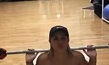 Buff Beauty Crystina Rossi Lifts Weights And Works Out Topless In The Gym.