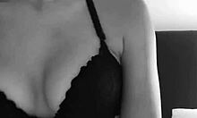 Bubble butt brunette uses huge dildo on her ass and pussy