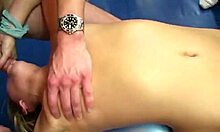 Cute Blonde Kneels to Blow Multiple Naughty Dicks in Intense Gangbang Action