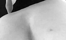 Bubble butt brunette uses huge dildo on her ass and pussy