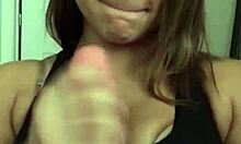 Crystina Rossi nearly crying while deepthroating thick dildo! 😢