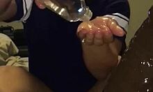 sexy feet amateur crystina rossi giving a great footjob to a bbc