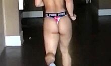 blond-haired beauty crystina rossi running in a hotel topless