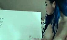 busty beauty teases pussy on big couch