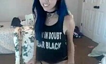 This kinky camgirl with a garter belt was teasing her amateur pussy on webcam