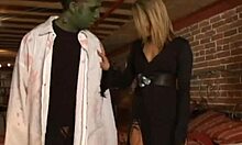 Naughty Brunette Fucks Zombie with Her Girlfriend