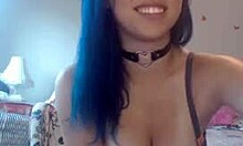 Collar babe shows big tits on webcam 😍