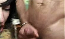 Pale-skinned brunette receives intense double penetration